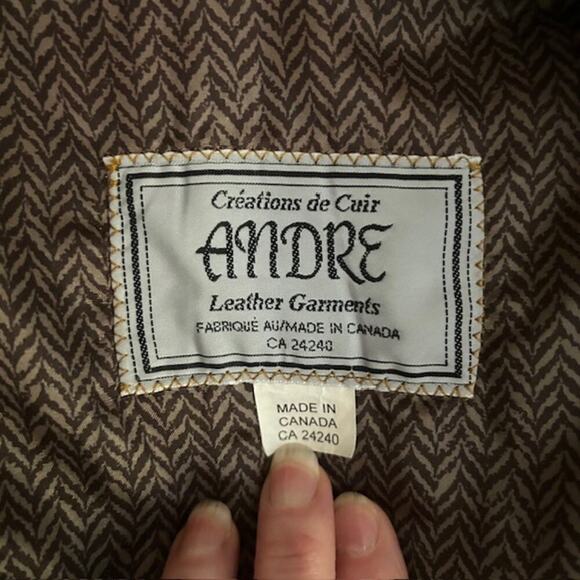 Vintage Creations de Cuir by Andre 100% Leather Brown Bomber Jacket - Size 42 - Picture 5 of 9